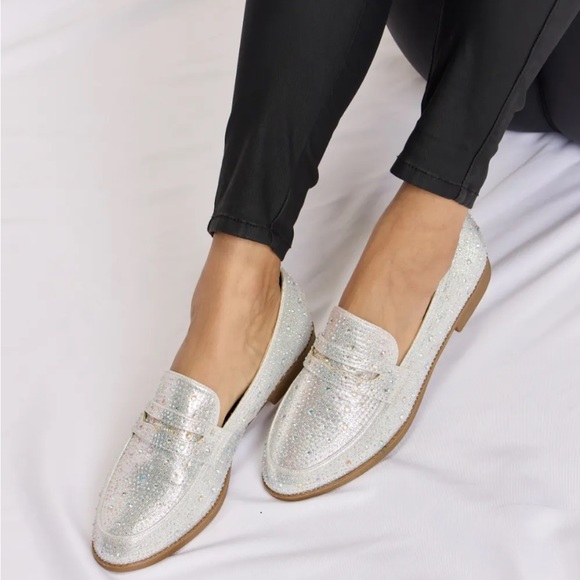 Sparkly Flat Loafers Shoes - Picture 1 of 6